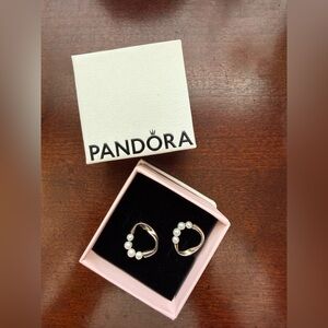 Pandora Essence Organically Shaped Circle & Treated Freshwater Pearl Earrings